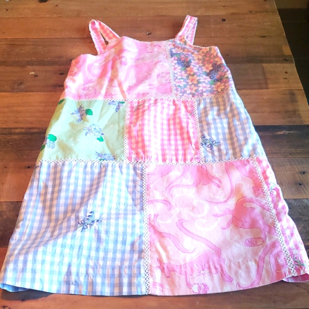 Vintage Lilly Pulitzer Kangaroo Patchwork Dress Sleeveless Flora